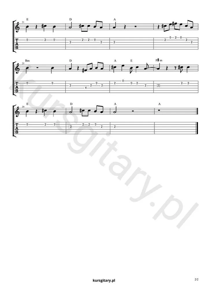 Chwyty gitarowe Nie płacz Ewka